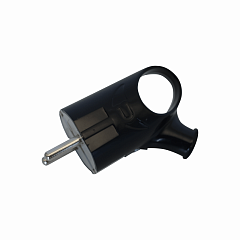 Вилка POWER с заземлением 2p+pe 16А угловая с кольцом Черная UNIT (1/25/300)