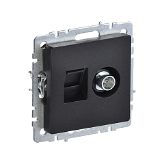 Роз. 2-я TV+RJ45 кат.5E б/рамки "BRITE" черный (1/100)