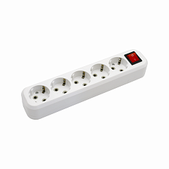 Колодка POWER (5 места 2p+pe+выкл с/з 16А/3,5кВт/220В) Белая UNIT (1/100)