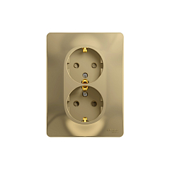 GLOSSA РОЗЕТКА двойная с заземлением со шторками, 16А, в сборе, ТИТАН