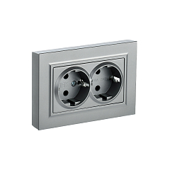 Роз. 2-я с з/к без з/ш 16А в сборе "BRITE" алюминий (1/100)