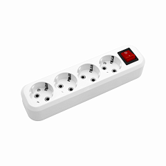 Колодка POWER (4 места 2p+pe+выкл с/з 16А/3,5кВт/220В) Белая UNIT (1/50)