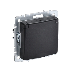 Роз. с з/к с з/ш с кр. 16А IP20 б/рамки "BRITE" черный (1/100)черный 