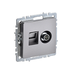 Роз. 2-я TV+RJ45 кат.5E б/рамки "BRITE" сталь (1/100)