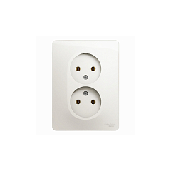 GLOSSA РОЗЕТКА двойная без заземления, 16А, 250В, в сборе, ПЕРЛАМУТР