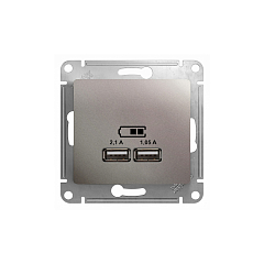 GLOSSA USB РОЗЕТКА A+A, 5В/2,1 А, 2х5В/1,05 А, механизм, ПЛАТИНА