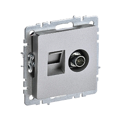 Роз. 2-я TV+RJ45 кат.5E б/рамки "BRITE" алюминий (1/100)