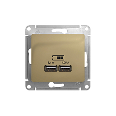 GLOSSA USB РОЗЕТКА A+A, 5В/2,1 А, 2х5В/1,05 А, механизм, ТИТАН