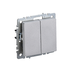 Выкл 2-кл. 10А б/рамки "BRITE" алюминий (1/100)