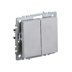 Выкл 2-кл. прох. б/рамки "BRITE" алюминий (1/100)