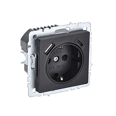 Роз. с з/к с з/ш 16А с USB A+C 18Вт б/рамки "BRITE" черный (1/80)