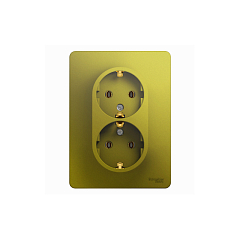 GLOSSA РОЗЕТКА двойная с заземлением,16А, 250В, в сборе,ФИСТАШКОВЫЙ
