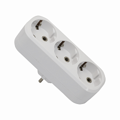 Тройник POWER (3 места 2p+pe с/з 16A/3,5кВт/220В) Белый UNIT (1/10/100)