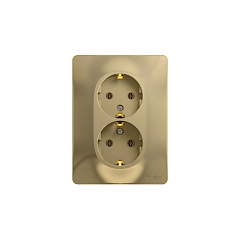 GLOSSA РОЗЕТКА двойная с заземлением, 16А, в сборе, ТИТАН