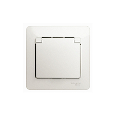 GLOSSA РОЗЕТКА с заземлением со шторками с крышкой, в сборе,16А IP20, ПЕРЛАМУТР