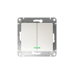 GLOSSA 2-клавишный ВЫКЛЮЧАТЕЛЬ с подсветкой, сх.5а, 10АХ, механизм, ПЕРЛАМУТР