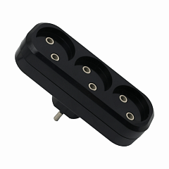 Тройник POWER (3 места 2p 10A/2,2кВт/220В) Черный UNIT (1/10/100)