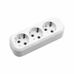 Колодка POWER (3 места 2p+pe с/з 16А/3,5кВт/220В) Белая UNIT (1/100)