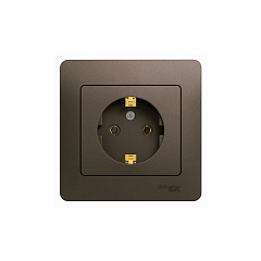 GLOSSA РОЗЕТКА с заземлением, 16А, в сборе, ШОКОЛАД