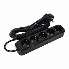 Удлинитель POWER (5 места 2p+pe с/з 5м. 3х1мм2 16А/3,5кВт/220В) Черный UNIT (1/30)