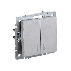 Выкл 2-кл. с инд. б/рамки "BRITE" алюминий (1/100)
