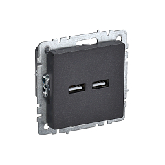 Роз. USB A+A 3,1А б/рамки "BRITE" черный (1/80)