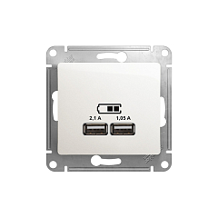 GLOSSA USB РОЗЕТКА A+A, 5В/2,1 А, 2х5В/1,05 А, механизм, ПЕРЛАМУТР