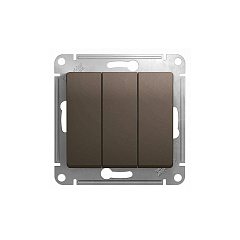 GLOSSA 3-клавишный ВЫКЛЮЧАТЕЛЬ,сх.1+1+1, 10АХ, механизм, ШОКОЛАД