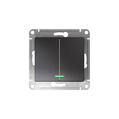 GLOSSA 2-клавишный ВЫКЛЮЧАТЕЛЬ с подсветкой,сх.5а,10AX, механизм, ГРАФИТ