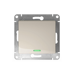 GLOSSA 1-клавишный ПЕРЕКЛЮЧАТЕЛЬ с подсветкой,сх.6а,10AX, механизм, МОЛОЧНЫЙ