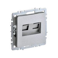 Роз. 2-я RJ11+RJ45 кат.5E б/рамки "BRITE" алюминий (1/100)