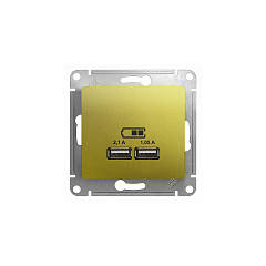 GLOSSA USB РОЗЕТКА A+A, 5В/2,1 А, 2х5В/1,05 А, механизм, ФИСТАШКОВЫЙ