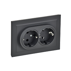 Роз. 2-я с з/к без з/ш 16А в сборе "BRITE" графит (1/100)