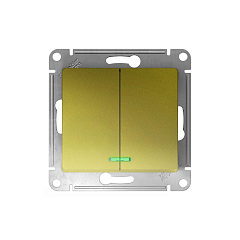 GLOSSA 2-клавишный ВЫКЛЮЧАТЕЛЬ с подсветкой,сх.5а,10AX, механизм, ФИСТАШКОВЫЙ