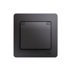 GLOSSA РОЗЕТКА с зазем. со шторками с крышкой,IP20,16А, 250В, в сборе,ГРАФИТ