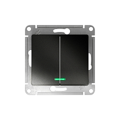 GLOSSA 2-клавишный ВЫКЛЮЧАТЕЛЬ с подсветкой, сх.5а, 10АХ, механизм, АНТРАЦИТ