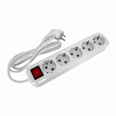 Удлинитель POWER (5 мест 2p+pe+выкл с/з 3м. 3х1мм2 16А/3,5кВт/220В) Белый UNIT (1/40)