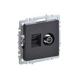 Роз. 2-я TV+RJ45 кат.5E б/рамки "BRITE" графит (1/100)