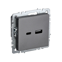 Роз. USB A+C 18Вт б/рамки "BRITE" сталь (1/80)