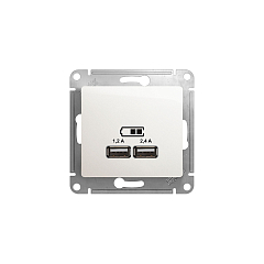GLOSSA USB РОЗЕТКА A+С, 5В/2,4А, 2х5В/1,2 А, механизм, ПЕРЛАМУТР