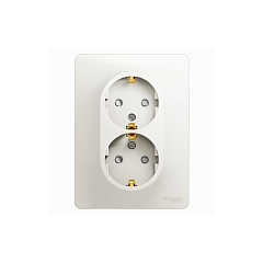 GLOSSA РОЗЕТКА двойная с заземлением, со шт,16А, 250В, в сборе, ПЕРЛАМУТР