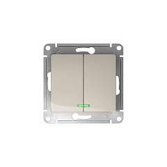 GLOSSA 2-клавишный ВЫКЛЮЧАТЕЛЬ с подсветкой,сх.5а,10AX, механизм, МОЛОЧНЫЙ