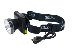 Фонарь Gauss LED налобный модель GFL401 5W 100lm Li-on 3000mAh диммируемый