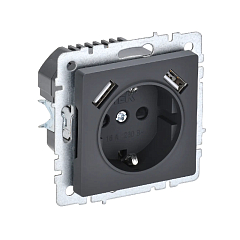 Роз. с з/к с з/ш 16А с USB A+A 2,1А б/рамки "BRITE" графит (1/80)